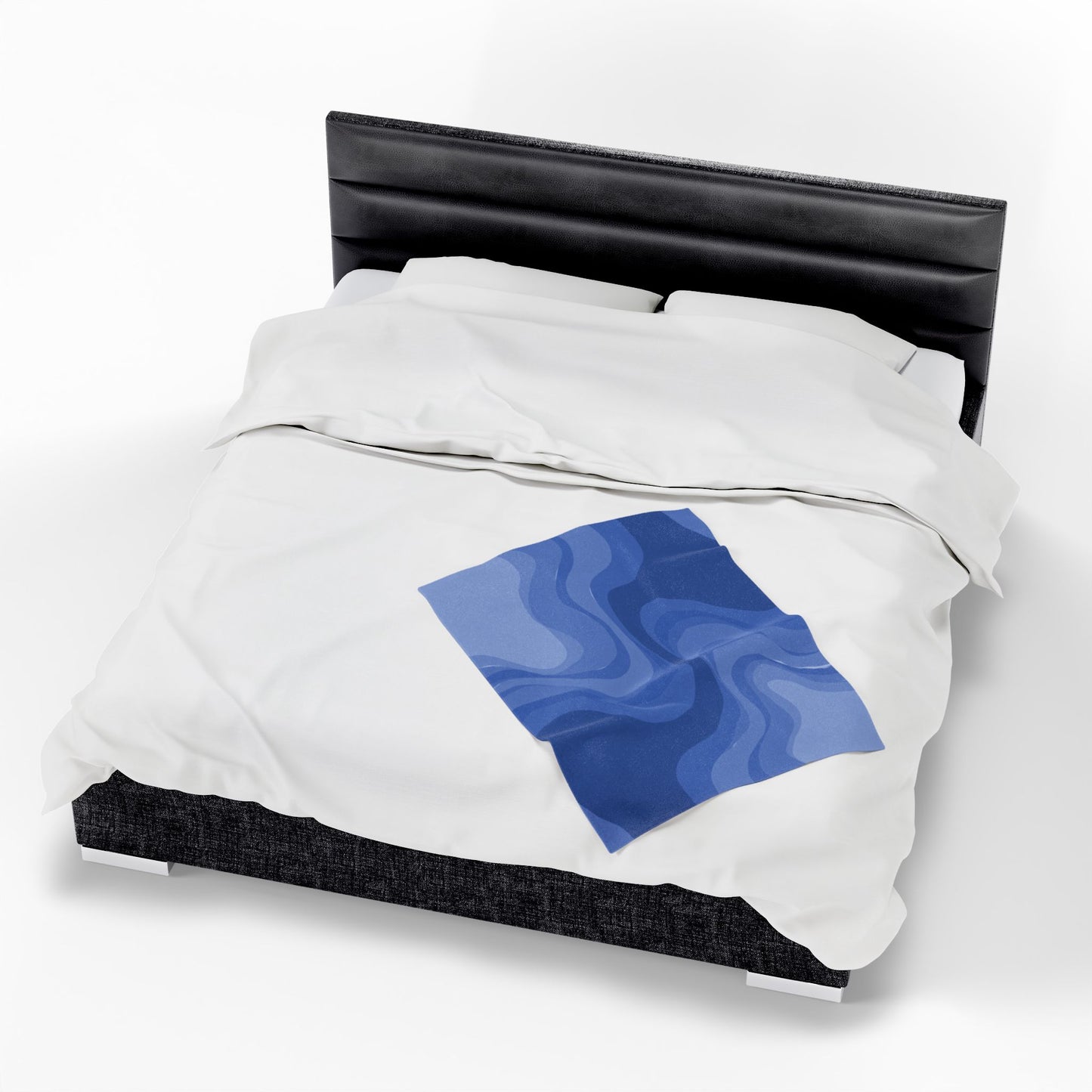 Deep Blue Wavey Velveteen Plush Blanket, 30" x 40"