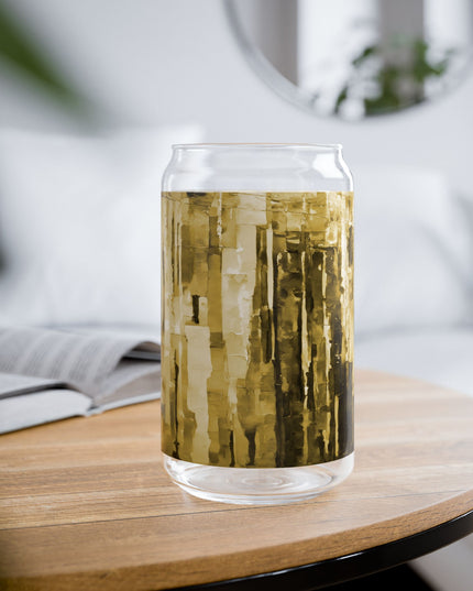 Striped Light Brown Sipper Glass, 16oz