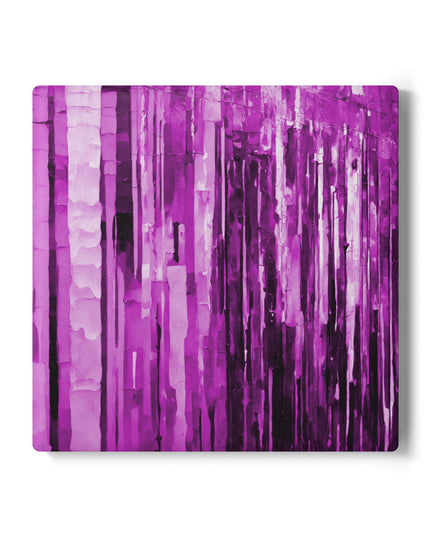 Striped Powder Lavender 4" x 4" Square Ceramic Coaster