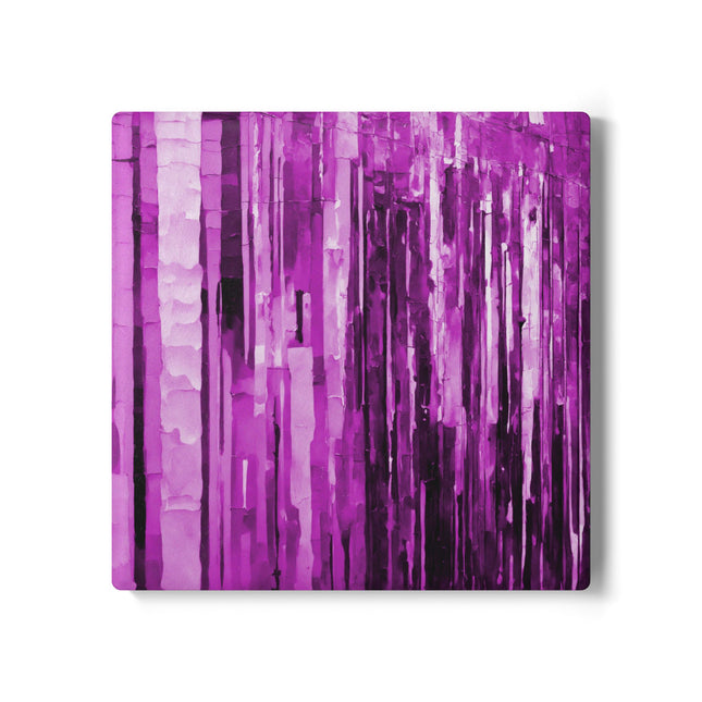 Striped Powder Lavender 4" x 4" Square Ceramic Coaster