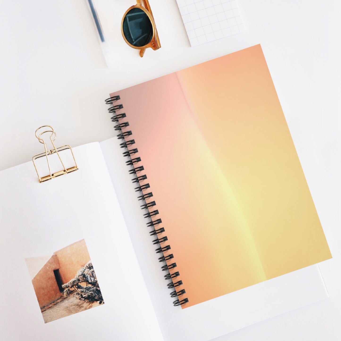 Hot Peach Fade Wavey Spiral Notebook - Ruled Line, 6" x 8", 118 pages