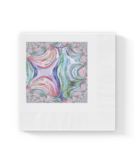 Uzi Spiral Pastels White Coined Napkins, 4.8" x 4.8"