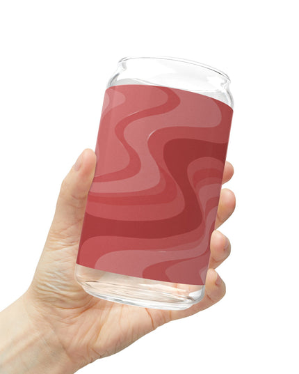 Power Red Wavey Sipper Glass, 16oz