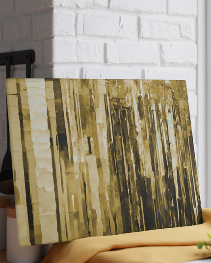 Striped Light Brown 11" x 15" Glass Cutting Board
