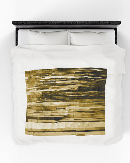 Striped Light Brown Velveteen Plush Blanket, 50" x 60"