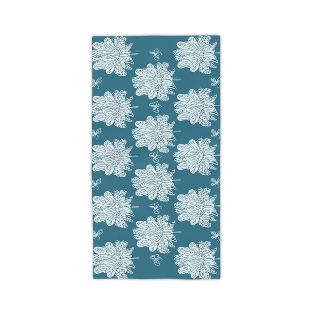 Tif Green White Floral Butterflies Beach Towel, 24" x 44"