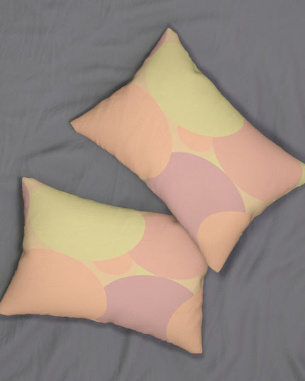 Pastel Hot Peach Patches Spun Polyester Lumbar Pillow, 20" x 14"