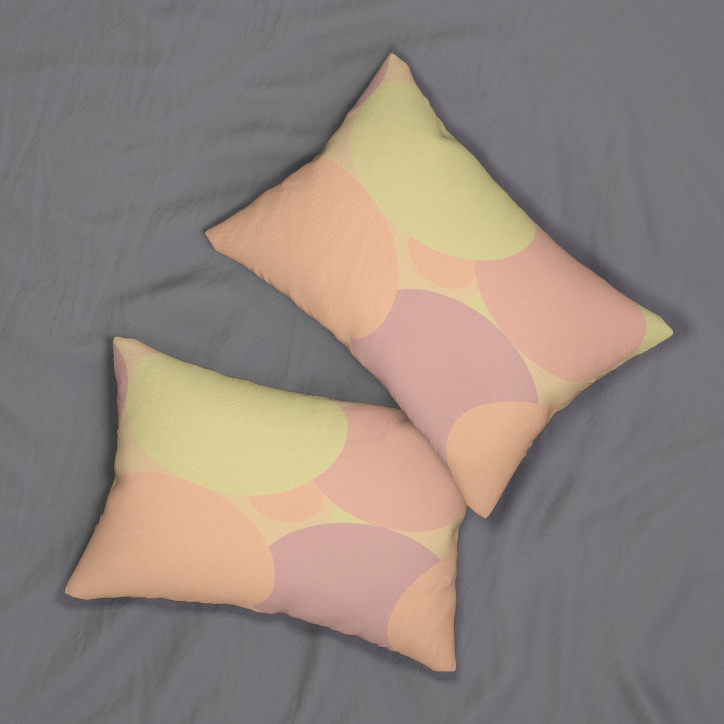 Pastel Hot Peach Patches Spun Polyester Lumbar Pillow, 20" x 14"