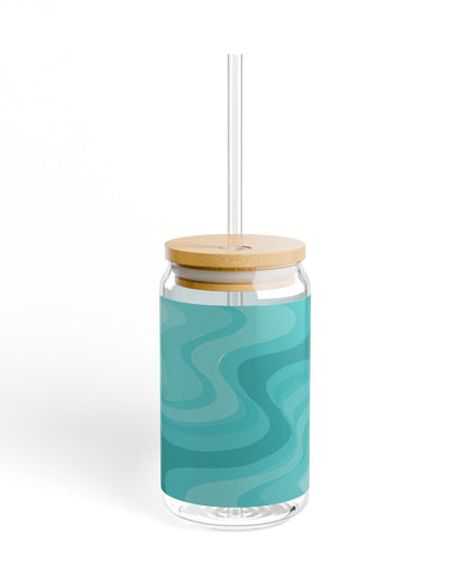 Tif Green Wavey Sipper Glass, 16oz