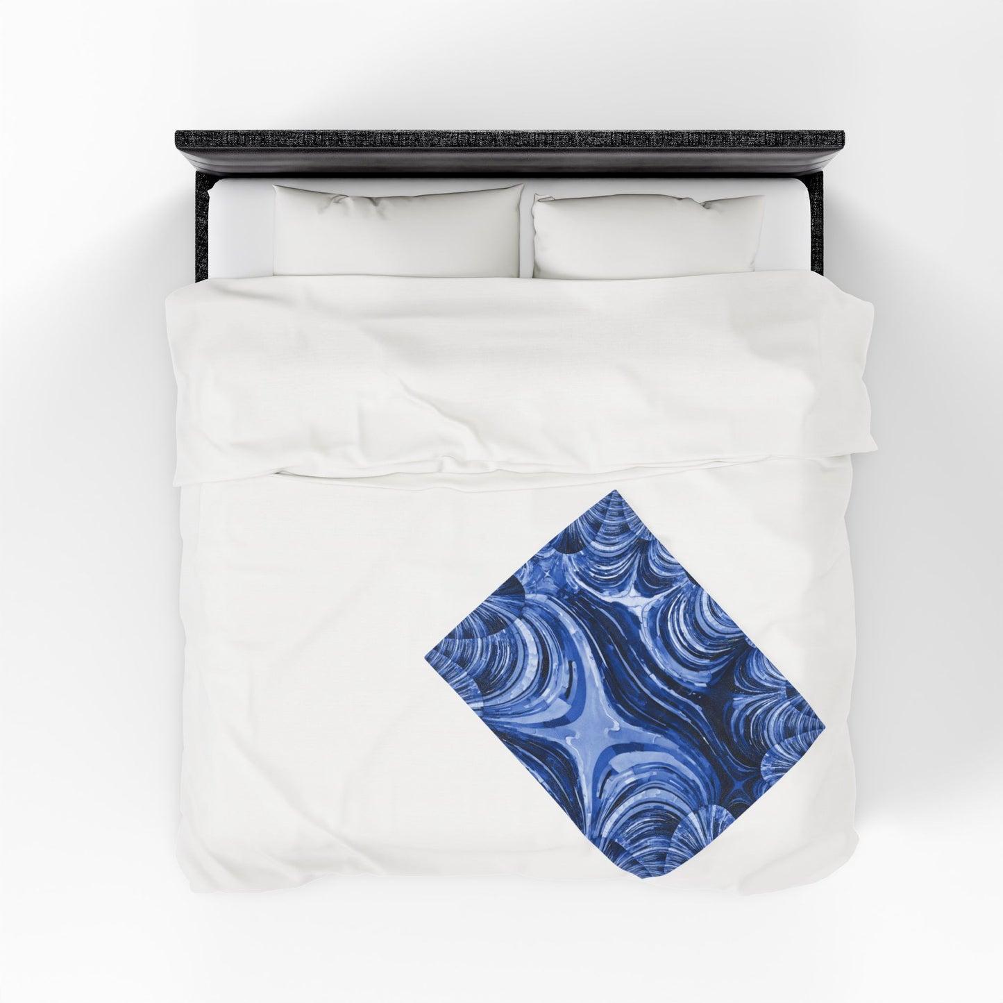 Uzi Spiral Deep Blue Velveteen Plush Blanket, 30" x 40"