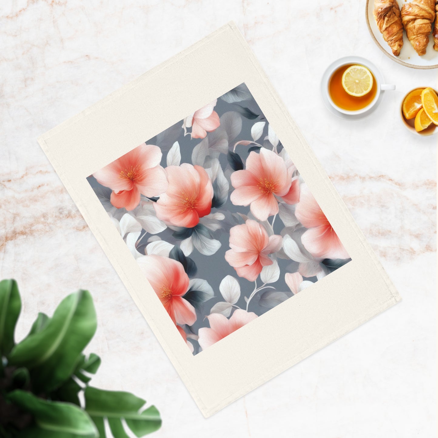 Red Blossom Floral Bunch Cotton Tea Towel 19.6" x 27.5"