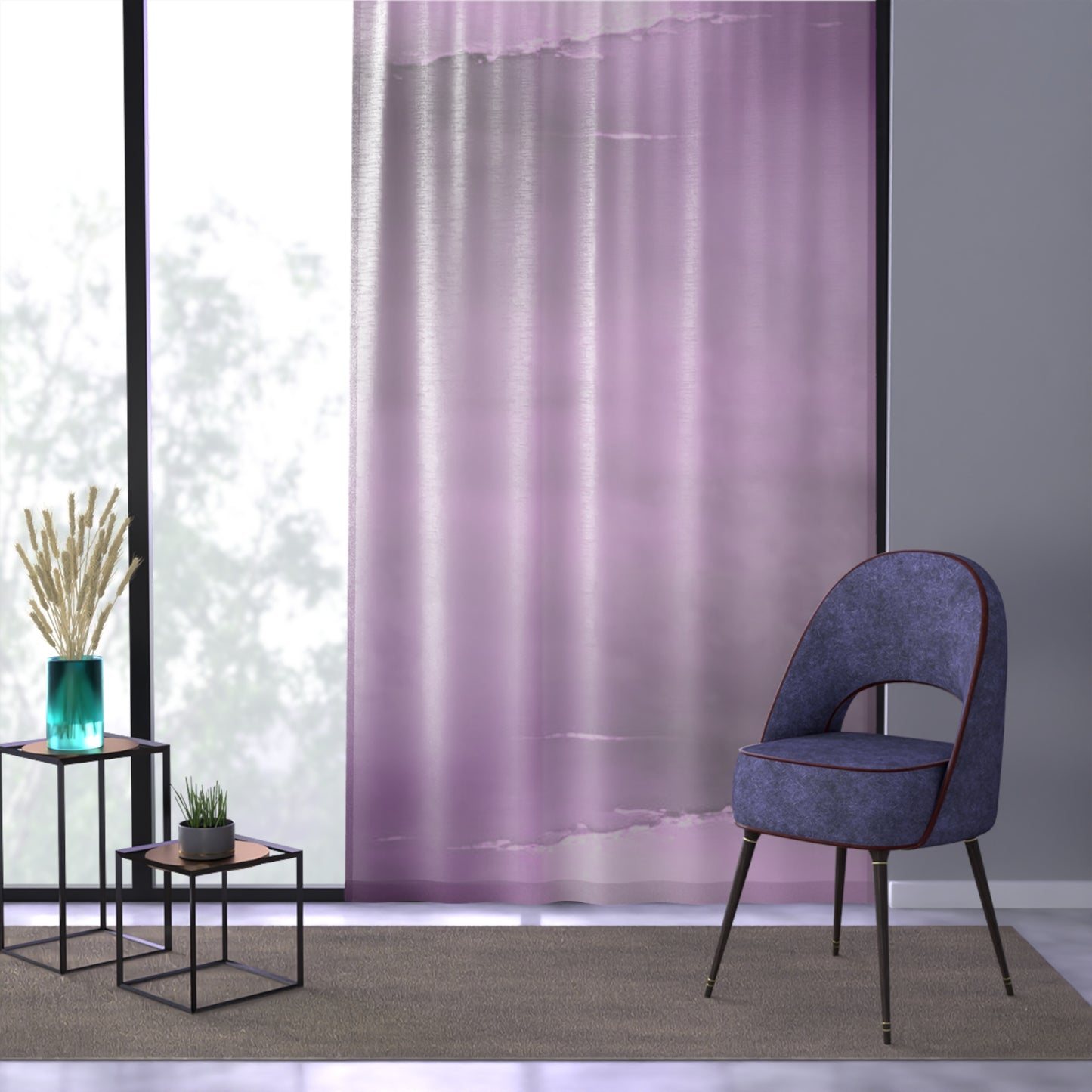 Dark Pink Sea Amethyst Fog Window Curtain, 50" x 84", partially transparent