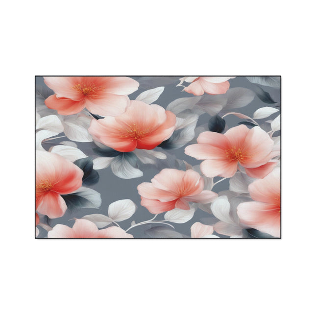 Red Blossom Floral Bunch Heavy Duty Floor Mat, 48" x 72"