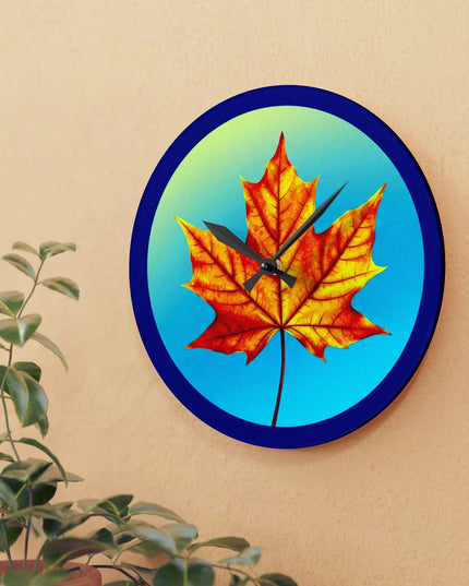 Alpha Maple Leaf Acrylic Wall Clock, Round or Square, 10.75" x 10.75"