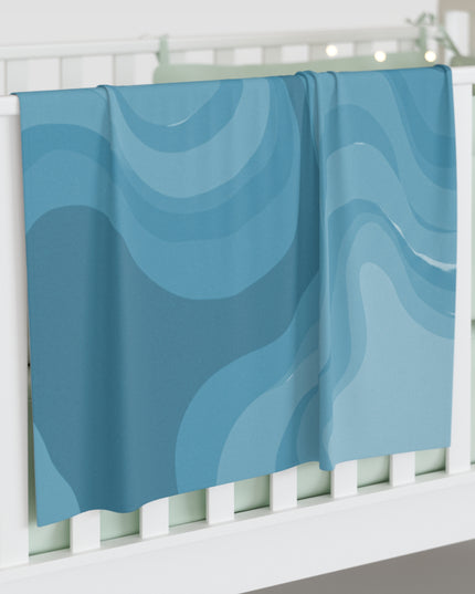 Sky Blue Wavey Baby Swaddle 30″×40″ Blanket
