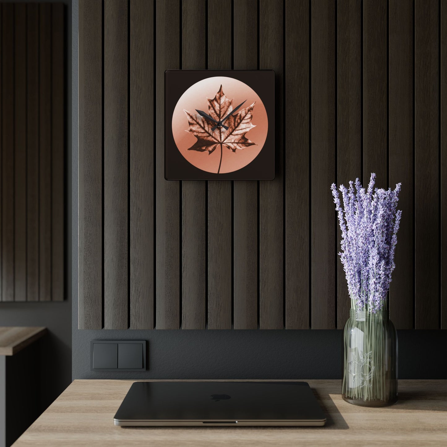Soft Maple Leaf Acrylic Wall Clock, Round or Square, 10.75" x 10.75"