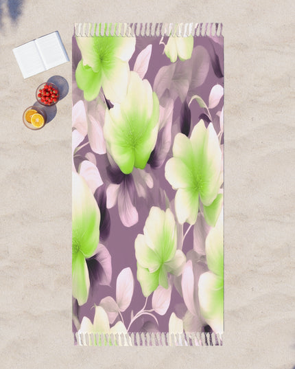 Lime Lavender Floral Bunch 38" × 81" Boho Beach Cloth