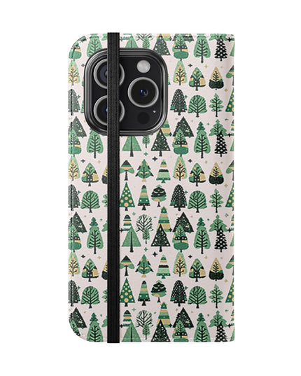 Mini Vintage Green Trees Flip Cases, Iphone 15 Pro