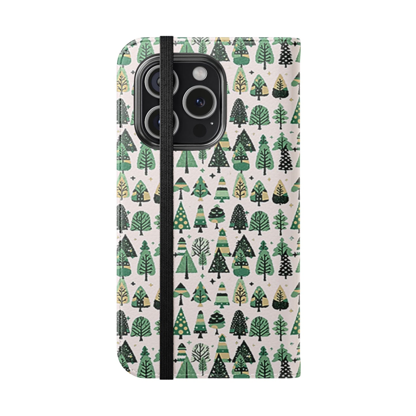 Mini Vintage Green Trees Flip Cases, Iphone 15 Pro