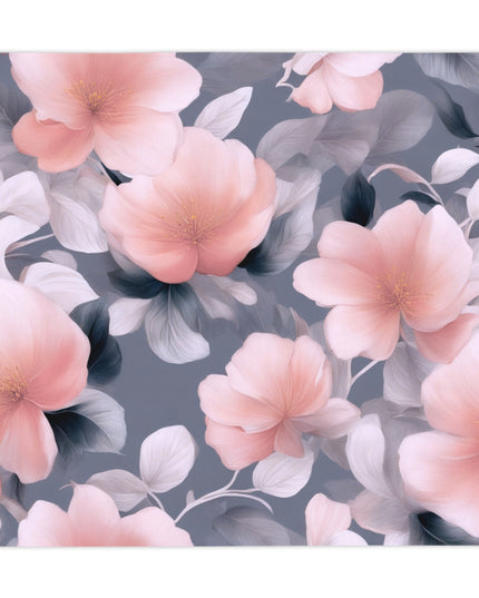 Peach and Blue Gray Floral Bunch Tablecloth, 55" x 55"