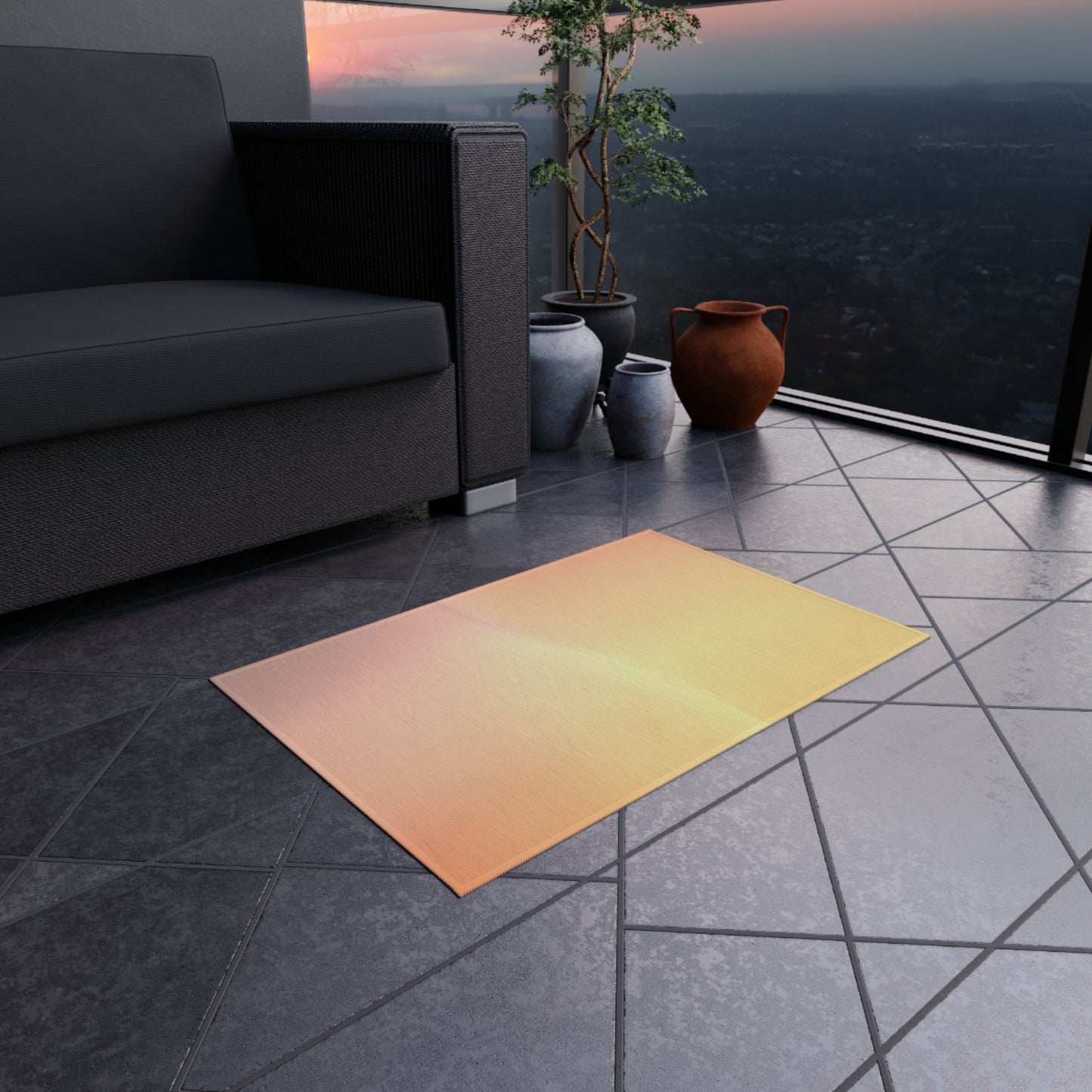 Hot Peach Fade Outdoor Rug, 24" x 36"