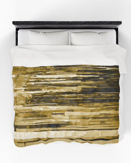 Striped Light Brown Velveteen Plush Blanket, 60" x 80"