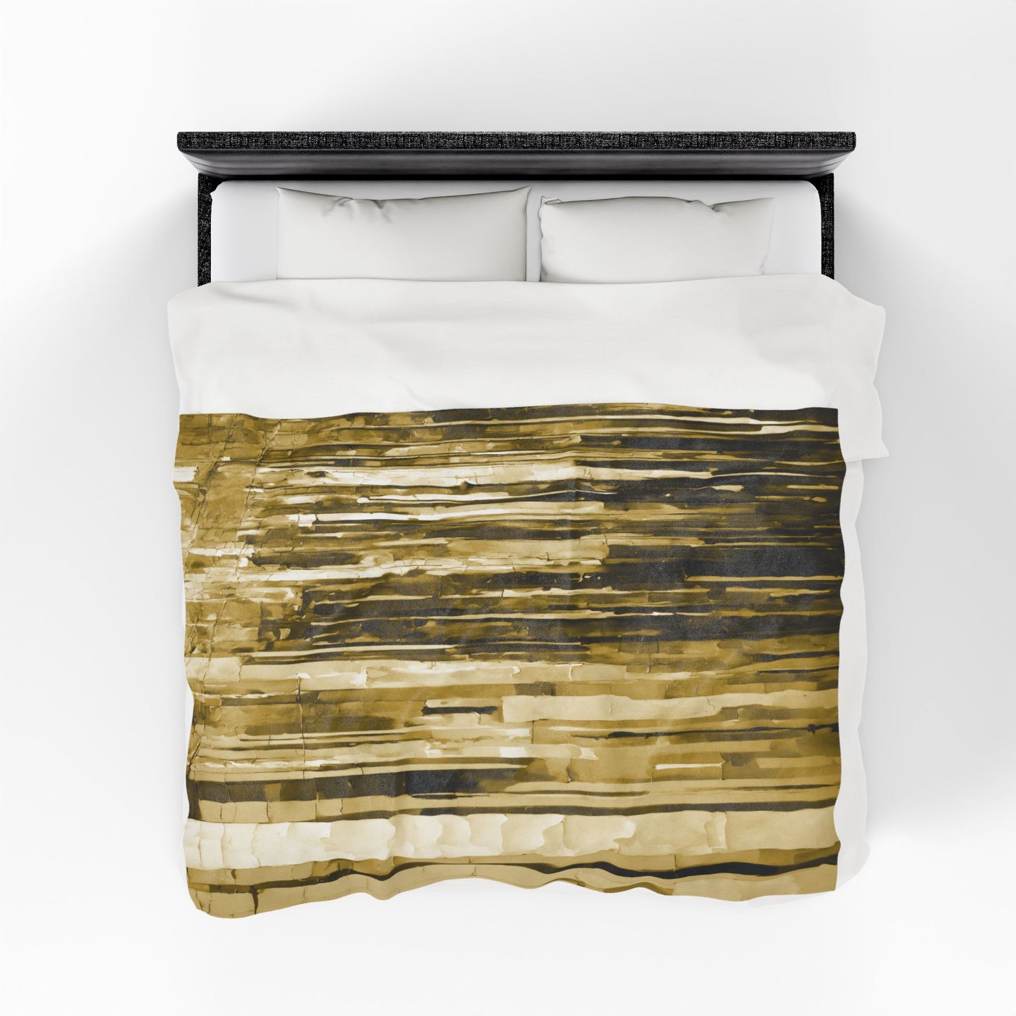 Striped Light Brown Velveteen Plush Blanket, 60" x 80"