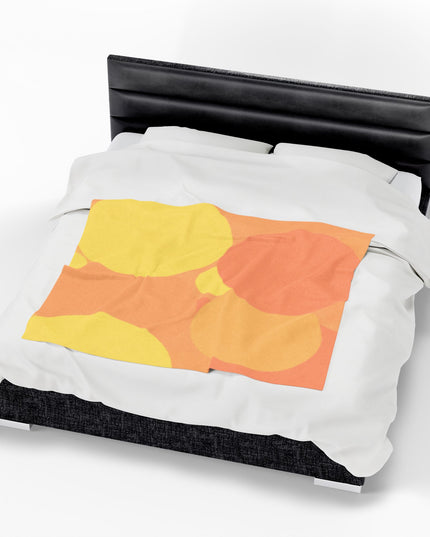 Pastel Bright Oranges Patches Velveteen Plush Blanket, 50" x 60"