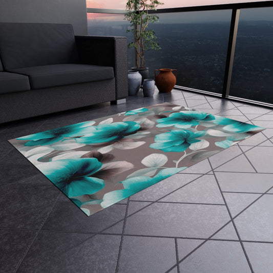 Tif Green Gray Floral Bunch Outdoor Rug, 48" x 72"