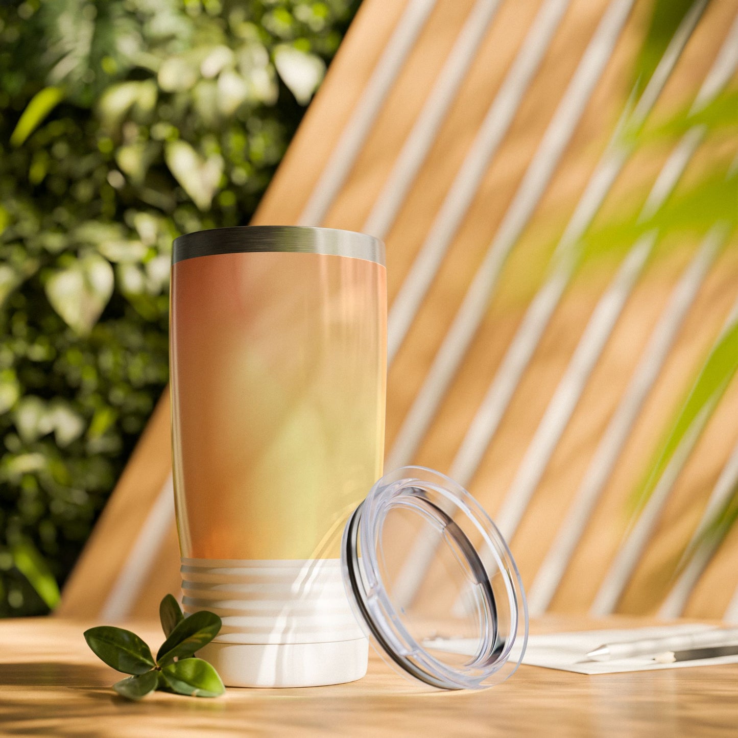 Hot Peach Fade Ringneck Tumbler, 20oz in white, steel and black