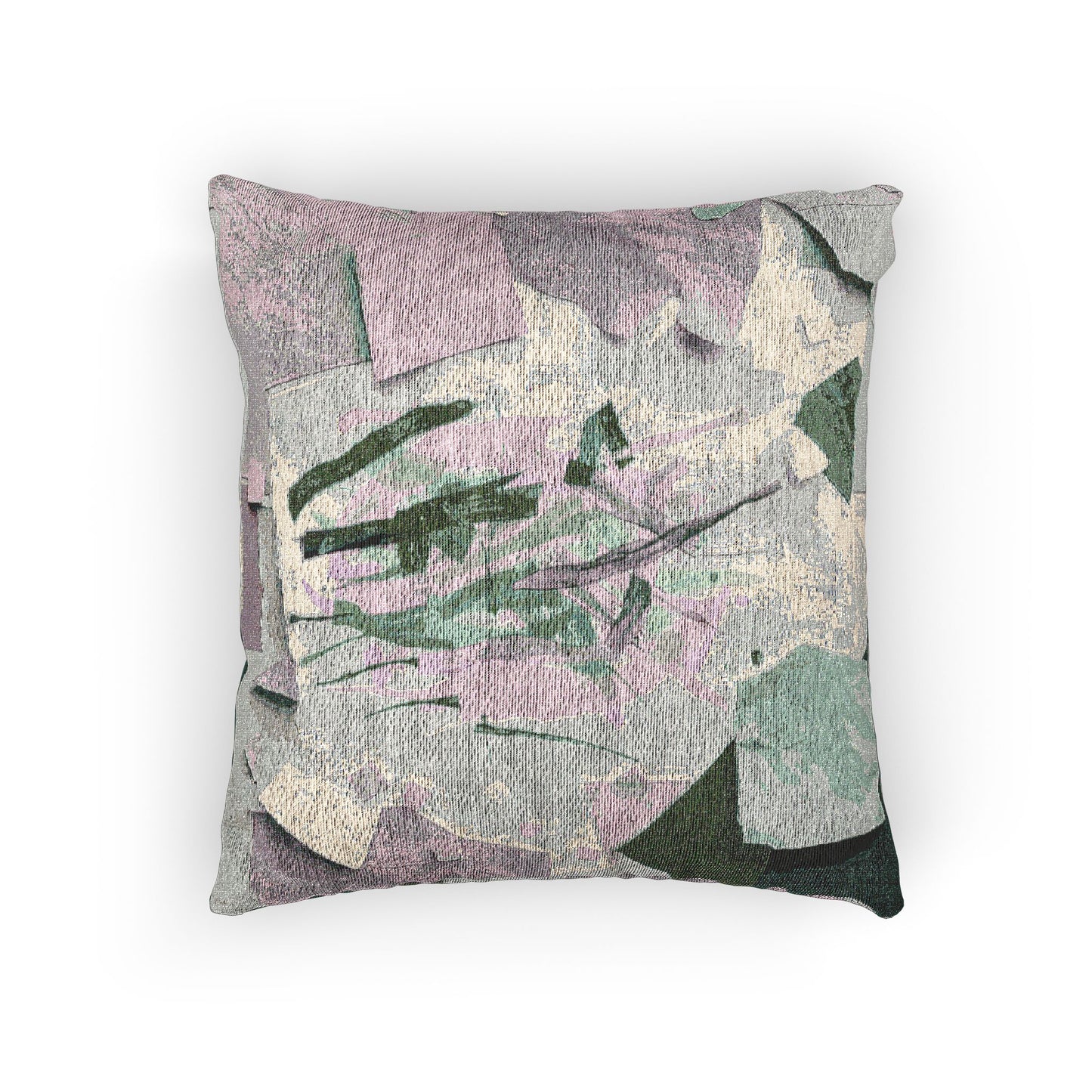 Deep Green Pink Paper Paint Woven Pillow, 17" x 18"