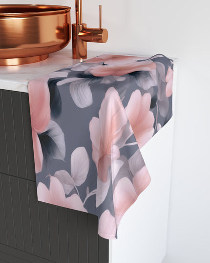 Peach and Blue Gray Floral Bunch Hand Towel, 16" x 28"