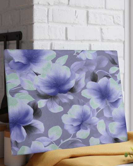 Indigo Blossom Floral Bunch Glass Cutting Board, 11" x 15"