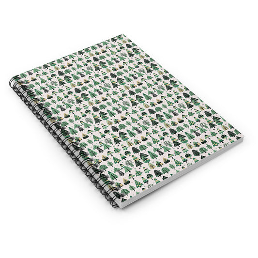 Mini Vintage Green Trees Spiral Notebook - Ruled Line, 6" x 8", 118 pages