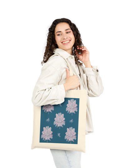 Lavender Floral Butterflies Cotton Canvas Tote Bag