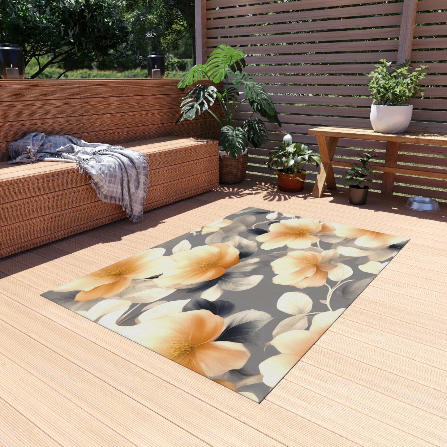 Soft Blossom Floral Bunch Outdoor Rug, 48" x 72"
