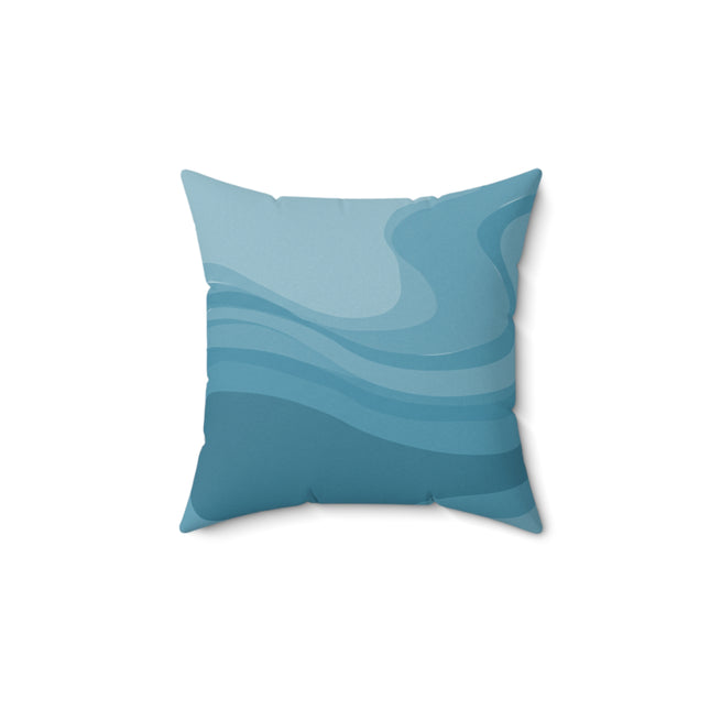 Sky Blue Wavey 14" x 14" Faux Suede Square Pillow