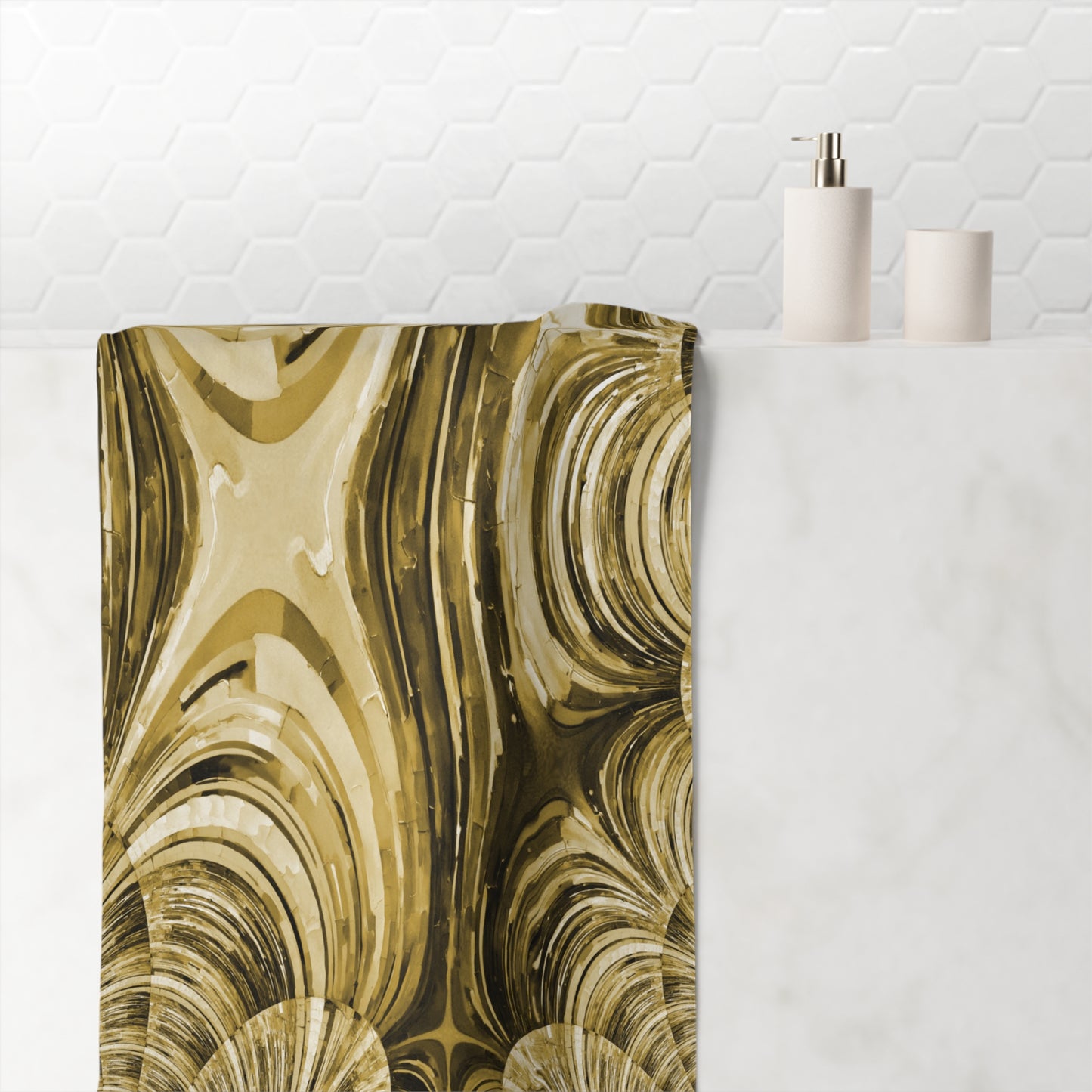 Uzi Spiral Light Brown Mink-Cotton Towel (50% polyester, 50% cotton),  30" x 60"