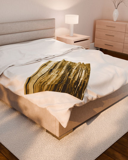Striped Light Brown Velveteen Plush Blanket, 30" x 40"