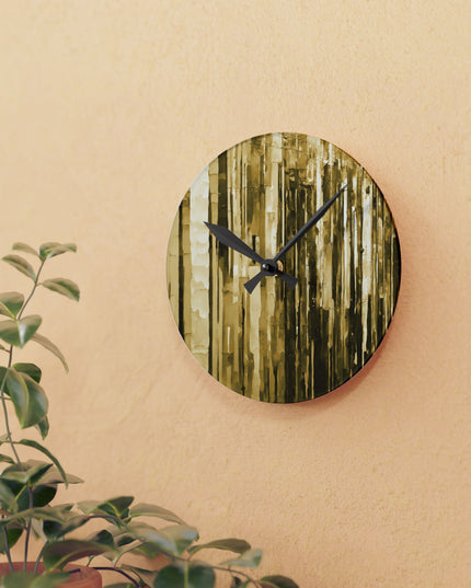 Striped Light Brown Acrylic Round Wall Clock, 8" x 8"