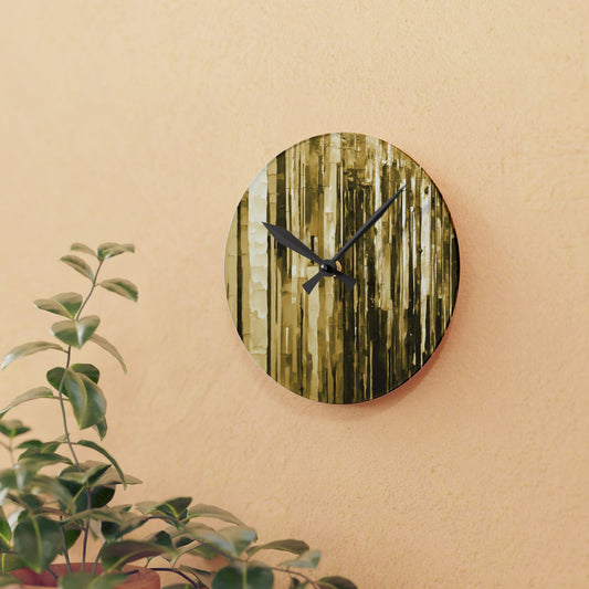 Striped Light Brown Acrylic Round Wall Clock, 8" x 8"
