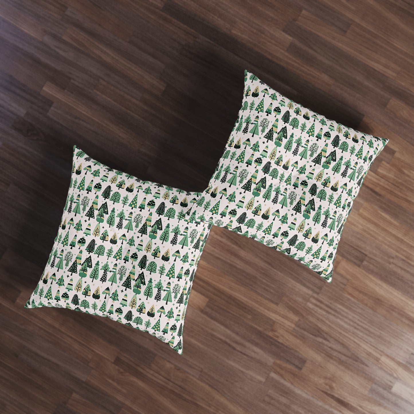 Mini Vintage Green Trees Tufted Floor Pillow, Square, 30' x 30'
