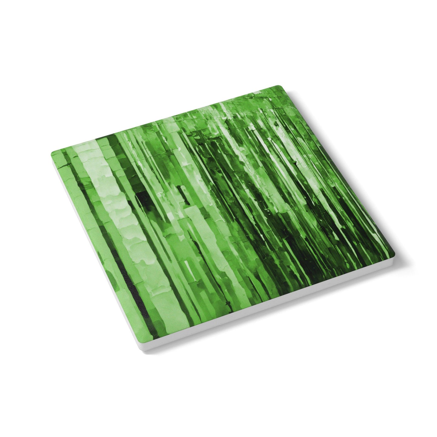 Striped Mint Pastel 4" x 4" Square Ceramic Coaster
