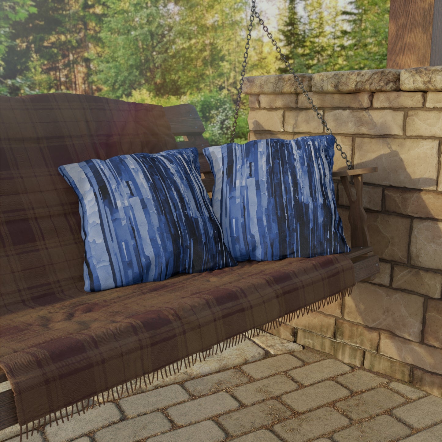 Striped Deep Blue 20" x 20" Outdoor Pillow