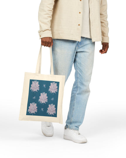 Lavender Floral Butterflies Cotton Canvas Tote Bag