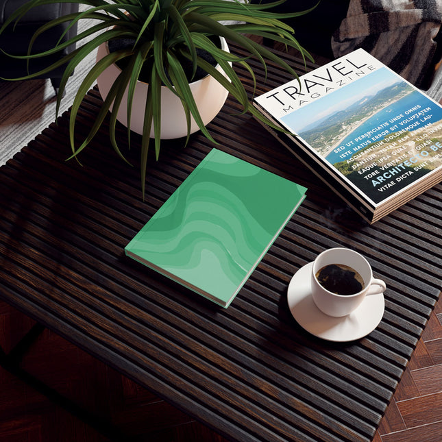 Mint Green Wavey 5.2" x 7.4" Hard Backed Journal with 128 blank pages