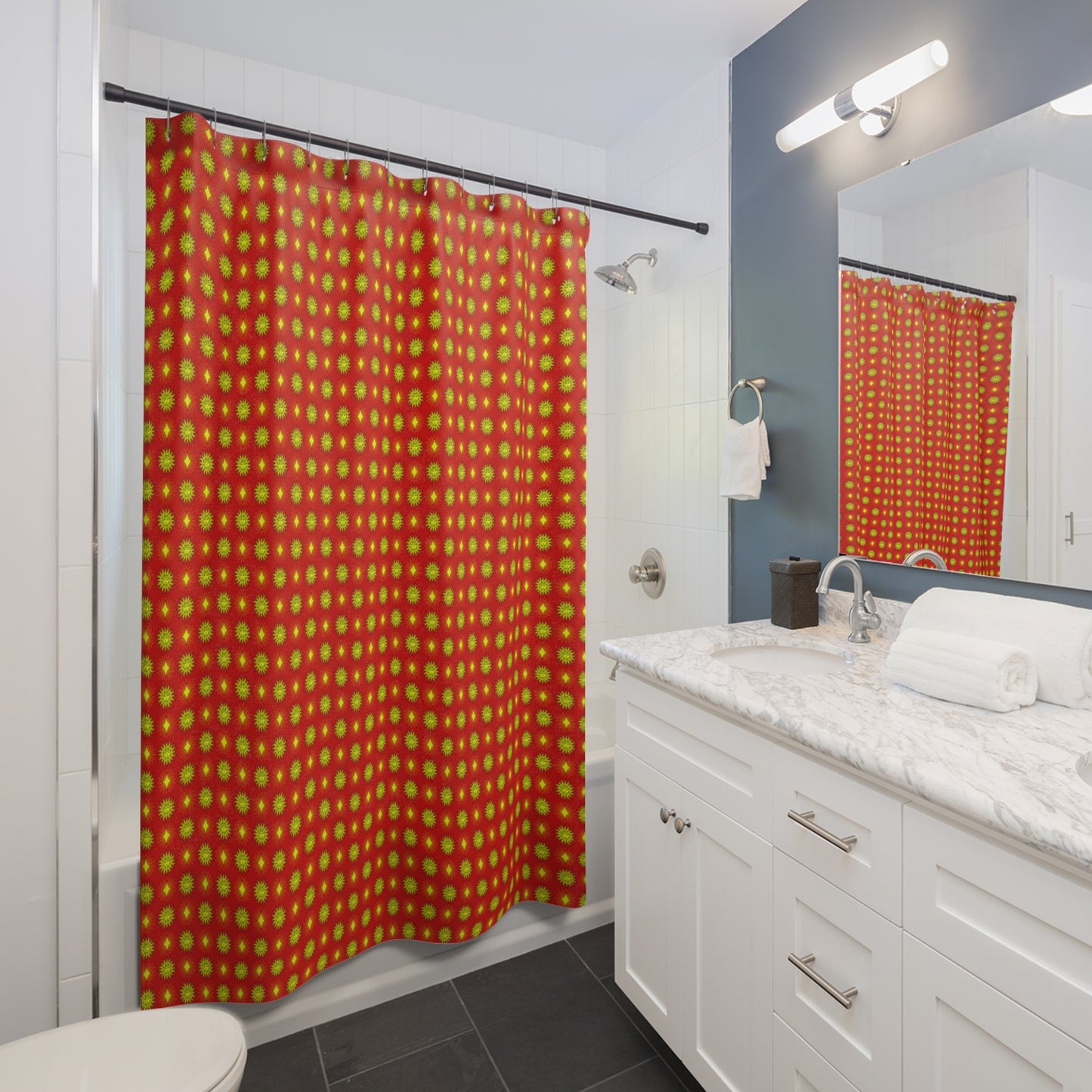 Late Evening Star-crossed Bodies Shower Curtain, 71" x 74"