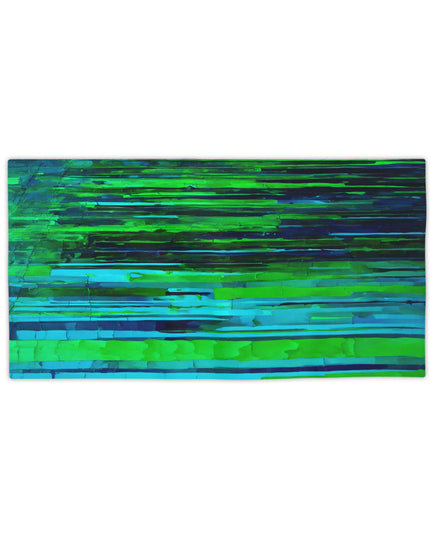 Striped Blue Green Beach Towel, 24" x 44"