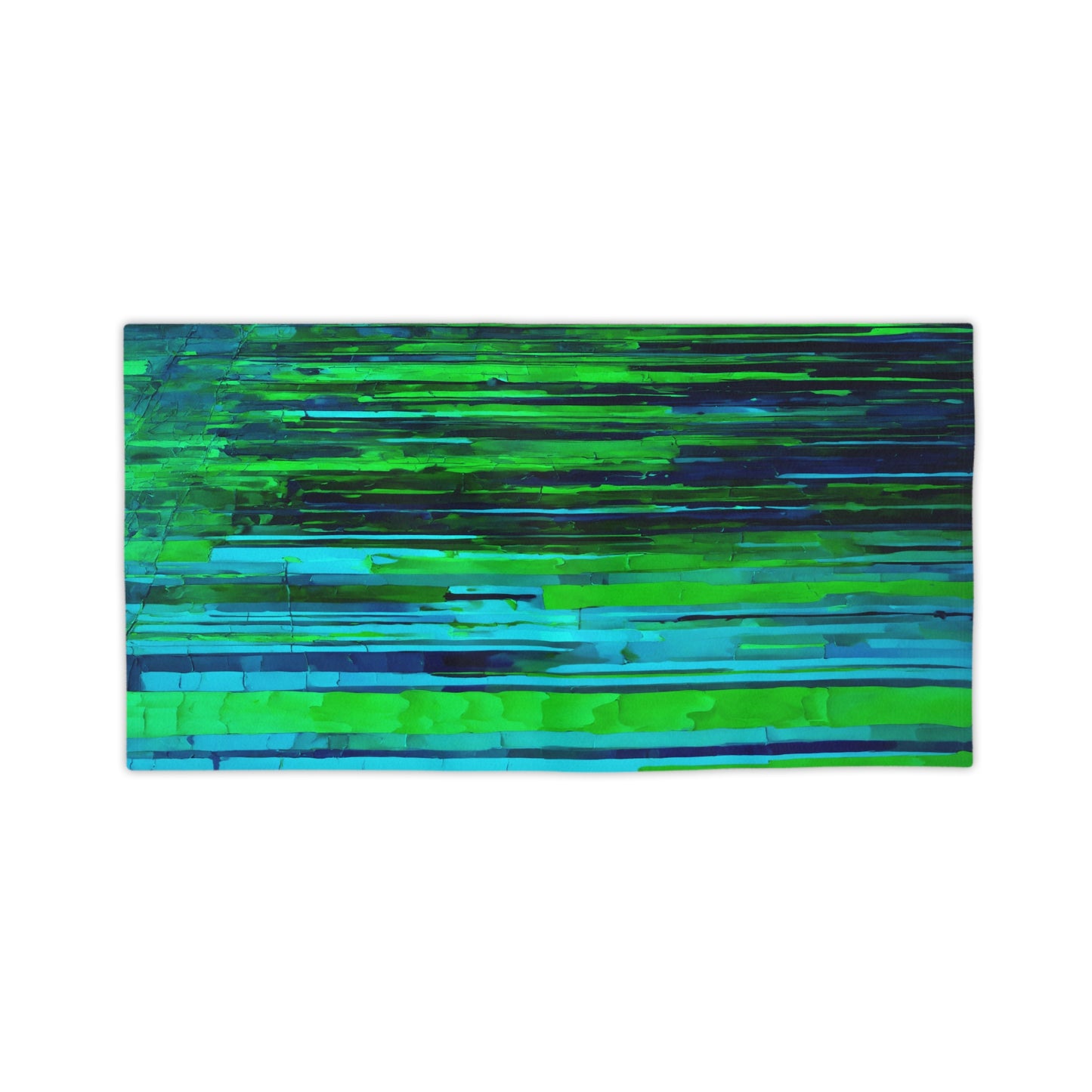 Striped Blue Green Beach Towel, 24" x 44"