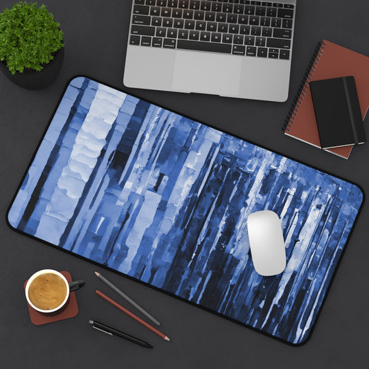 Striped Deep Blue 12" x 22" Desk Mat